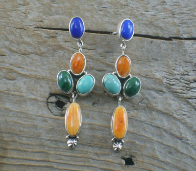 Native American Earrings Multi-Stone Dangles
